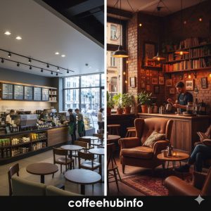Comparison of a big chain coffee shop vs an independent café
