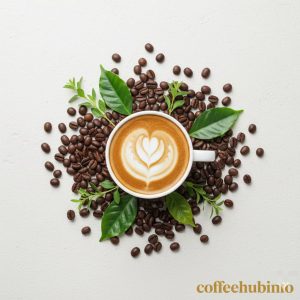 Fresh coffee cup with green leaves highlighting health benefits — CoffeeHubInfo