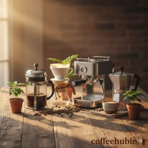 Commercial coffee grinder with French press and pour-over — CoffeeHubInfo.