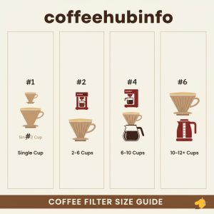 Coffee filter size chart showing #1, #2, #4, and #6 filters