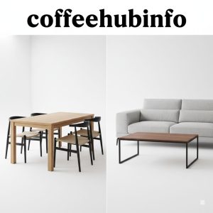 Side-by-side comparison of dining table and coffee table heights, showcasing tables and coffee table differences for home interiors.