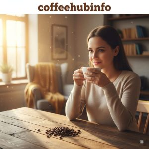 Person enjoying a cup of decaf coffee at home in cozy morning light