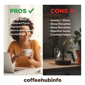 coffee brewing pros and cons split graphic