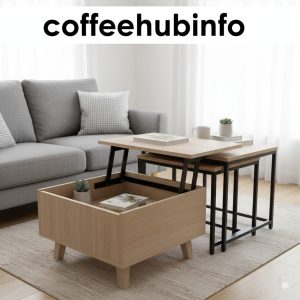 Space-saving coffee tables and nesting tables for small apartments, illustrating practical tables and coffee table solutions.